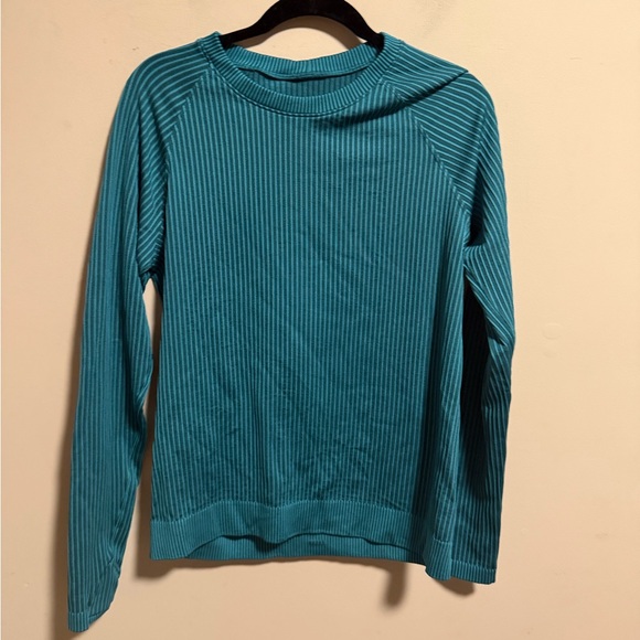 Lululemon Rest Less Pullover Colour Rib Green Jasper / Oceanic- Size 10 - Picture 1 of 8